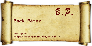 Back Péter névjegykártya